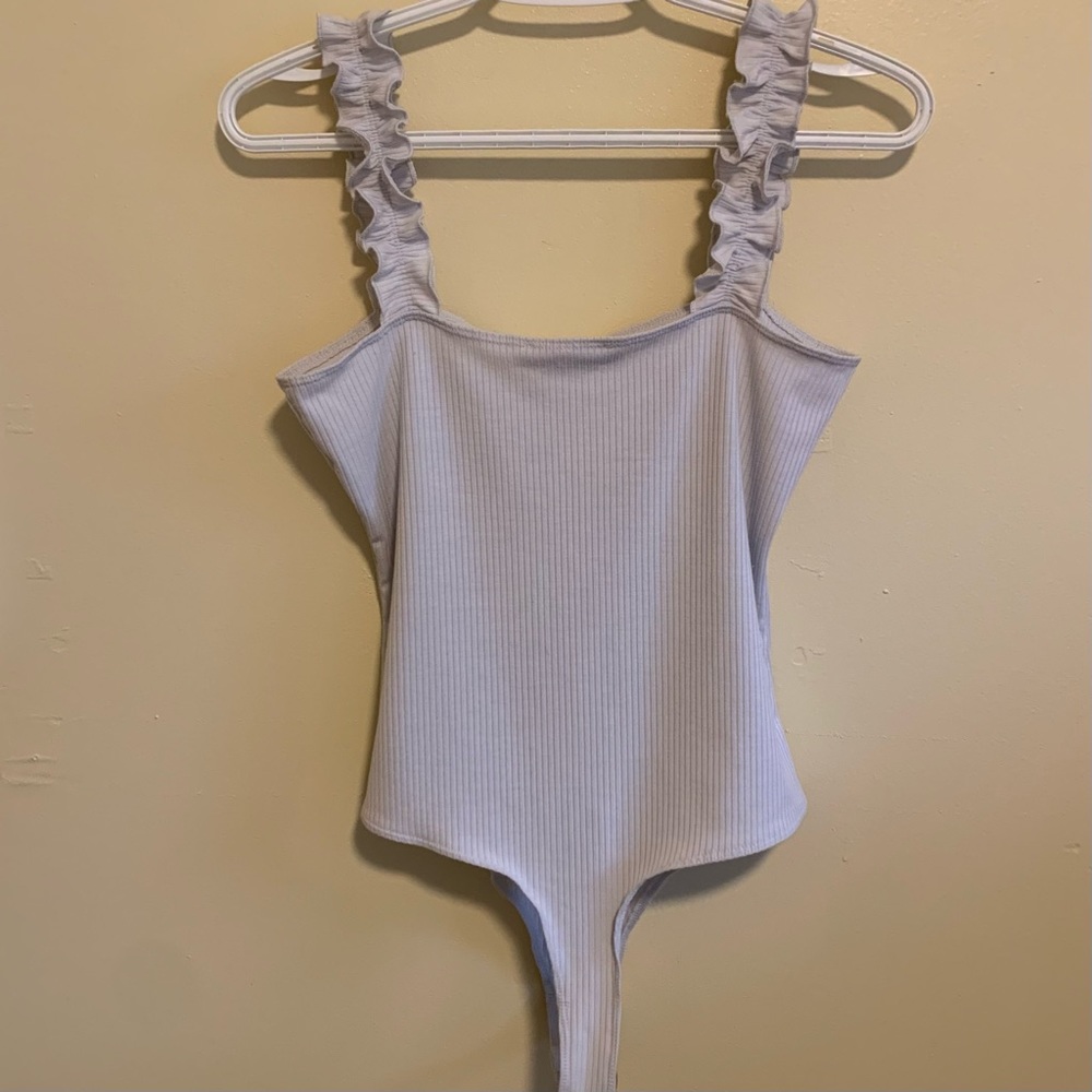 Light Grey Ruffled Bodysuit